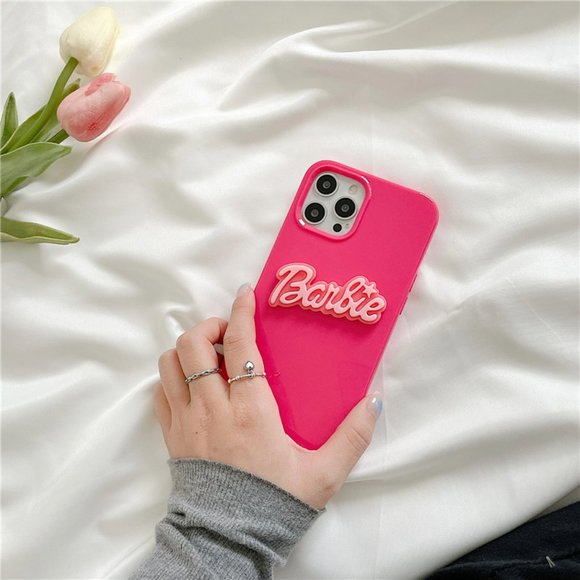 Pink 3D Barbie Logo iPhone Case - Picture 1 of 2